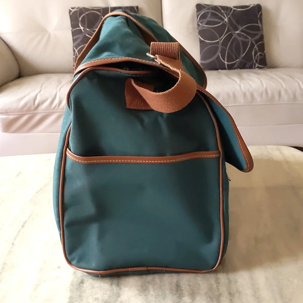 Ralph Lauren Pony Logo Leather Trim Briefcase Messenger Bag.